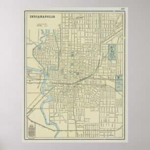 Affiche Carte vintage d'Indianapolis Indiana (1901)