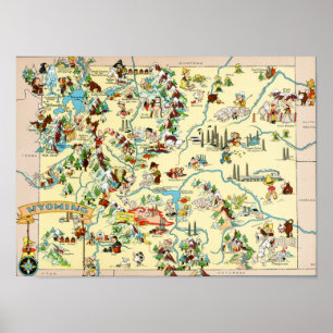 Affiche Carte vintage drôle du Wyoming