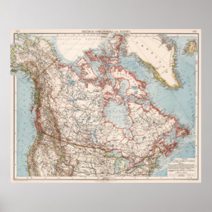 Affiche Carte vintage du Canada (1905)