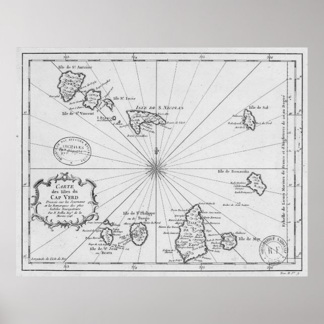 Affiche Carte vintage du Cap-Vert (1746) (Devant)