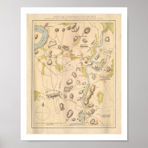 Affiche Carte vintage du champ de bataille Antietam (1864)