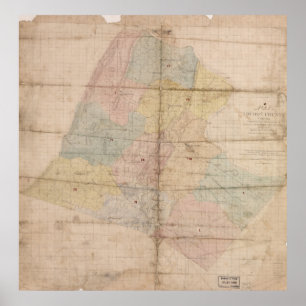 Affiche Carte vintage du comté de Loudoun la Virginie