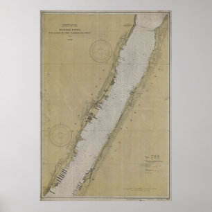Affiche Carte vintage du fleuve Hudson (1930)