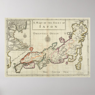 Affiche Carte vintage du Japon (1684)