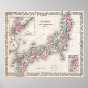 Affiche Carte vintage du Japon (1855)