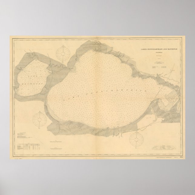 Affiche Carte vintage du lac Pontchartrain (1903) (Devant)