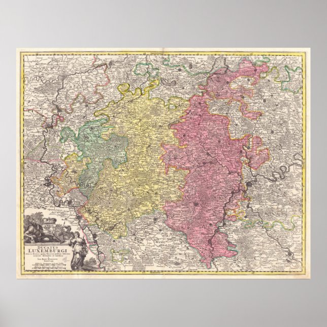 Affiche Carte vintage du Luxembourg (1730) (Devant)