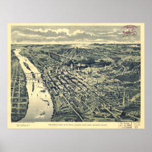 Affiche Carte vintage du manganèse de St Paul (1893)
