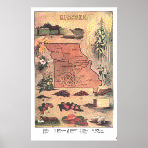 Affiche Carte vintage du Missouri (1921)