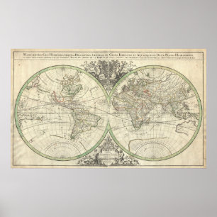 Affiche Carte vintage du monde (1691)