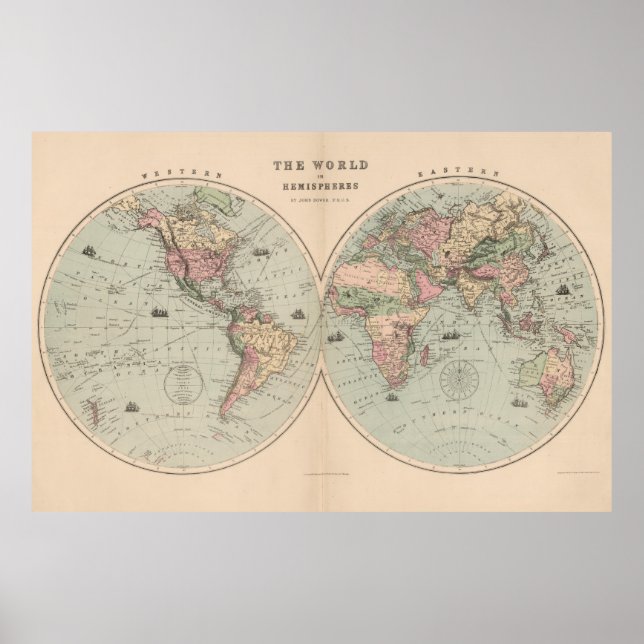 Affiche Carte vintage du monde (1873) (Devant)