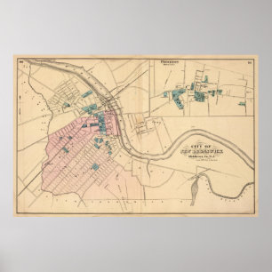 Affiche Carte vintage du Nouveau-Brunswick (1872)