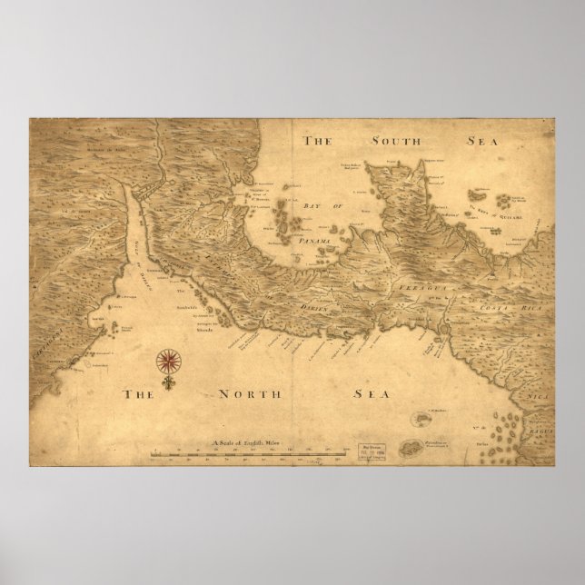 Affiche Carte vintage du Panama (1800) (Devant)