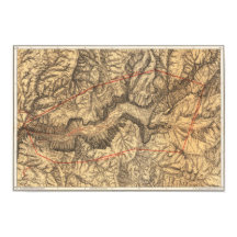 Carte vintage du parc national de Yosemite 1883