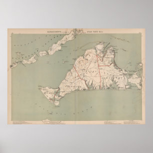 Affiche Carte vintage du vignoble de Martha (1891)