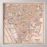 Carte vintage d'Utrecht Pays-Bas (1897)