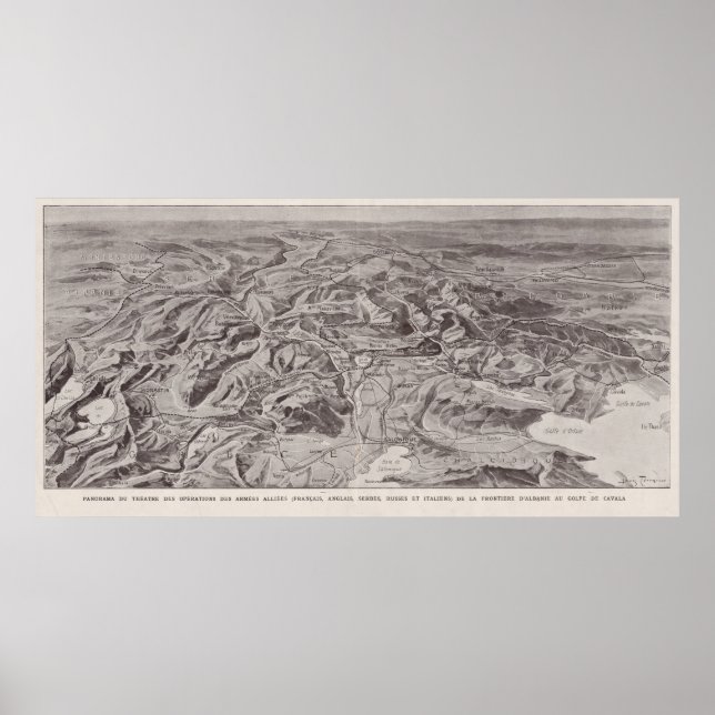 Affiche Carte vintage en images de l'Albanie, Serbie, Bulg (Devant)