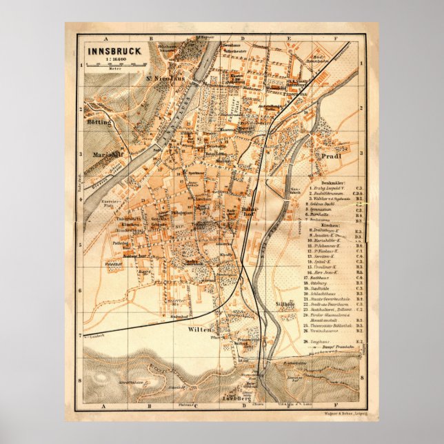 Affiche Carte vintage Innsbruck Autriche (1922)