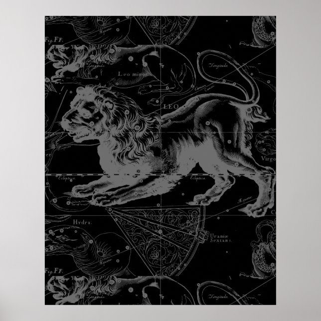 Affiche Carte vintage Leo ConstellationHevelius 1690 (Devant)