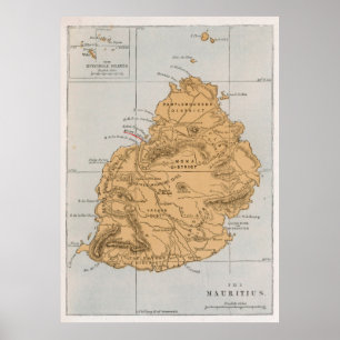 Affiche Carte Vintage mauricienne (1862)
