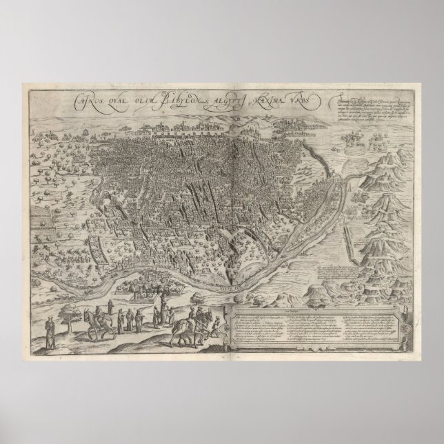 Affiche Carte vintage Pictorielle du Caire Egypte (1575) (Devant)