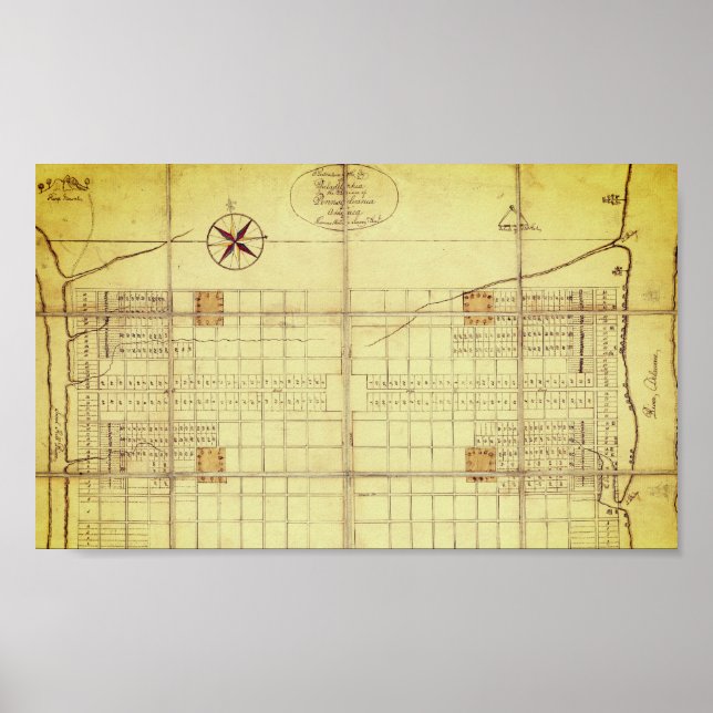 Affiche Carte vintage, présentation originale - Philadelph (Devant)