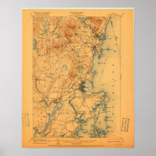 Affiche Carte Vintage Rockland ME