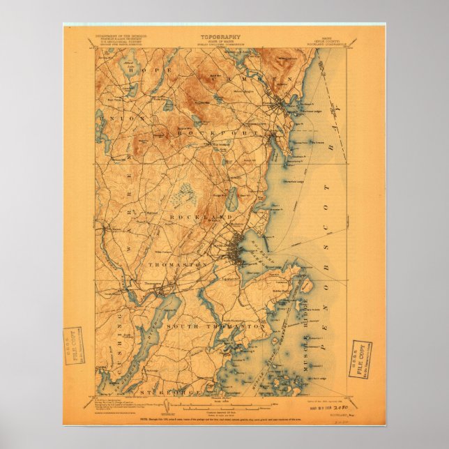Affiche Carte Vintage Rockland ME (Devant)