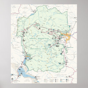 Affiche Carte Vintage Rocky Mountain NP