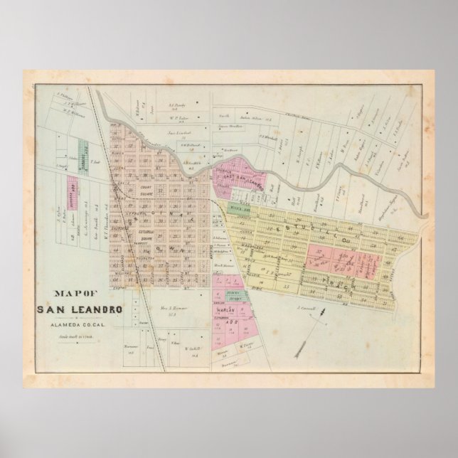 Affiche Carte vintage San Leandro CA (1878) (Devant)