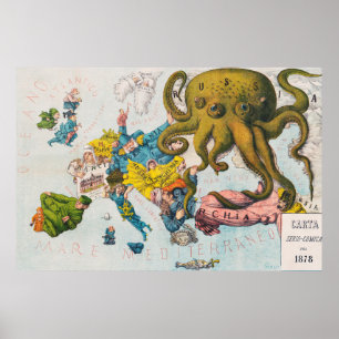 Affiche Carte vintage satirique de la domination russe