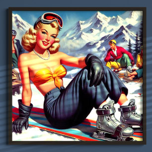 Affiche Carte vintage Snowboard