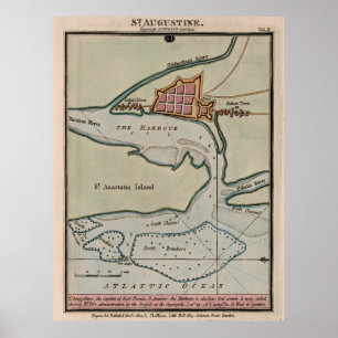 Affiche Carte vintage St Augustine FL (1802)