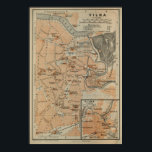 Affiche Carte vintage Vilnius Lituanie (1914)<br><div class="desc">C'est une carte vintage de Vilnius Lituanie initialement produite en 1914.</div>