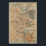 Affiche Carte vintage Vilnius Lituanie (1914)<br><div class="desc">C'est une carte vintage de Vilnius Lituanie initialement produite en 1914.</div>