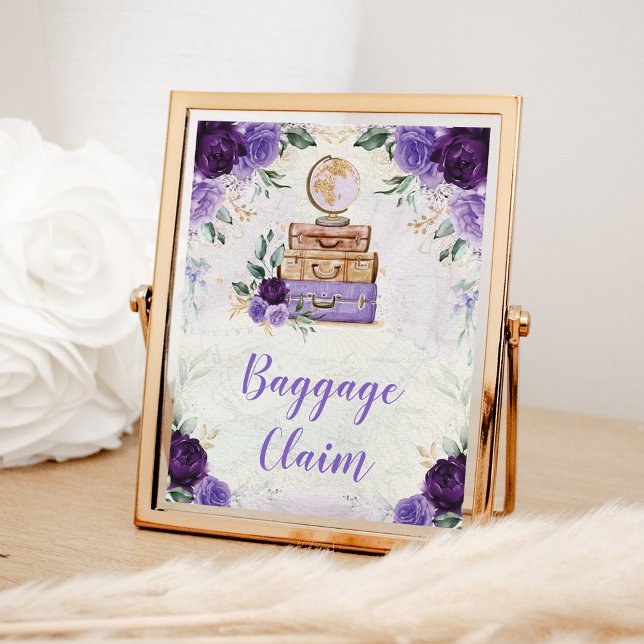 Affiche Carte Vintage violet Dépôt de bagages (Créateur téléchargé)