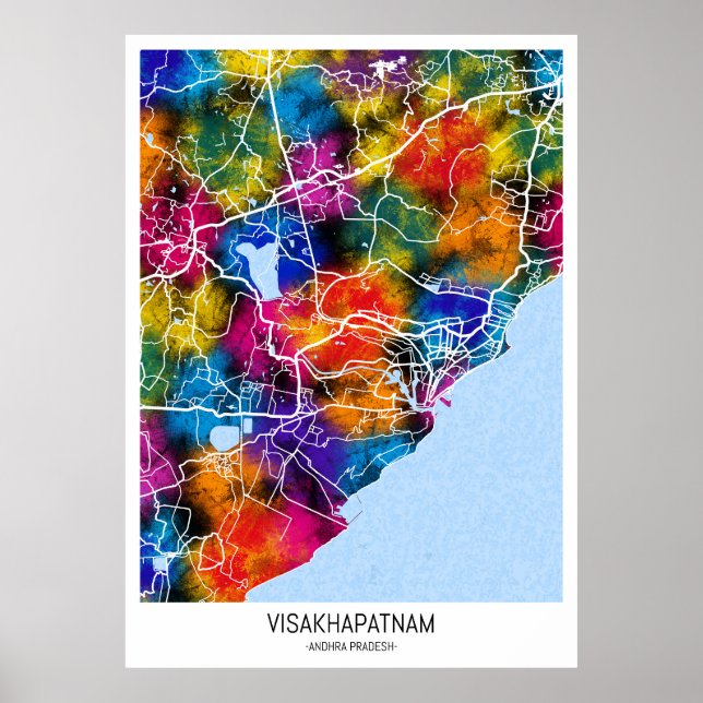 Affiche Carte Visakhapatnam Andhra Pradesh (Devant)