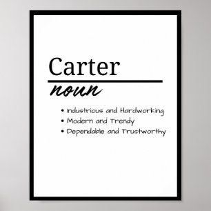 Affiche Carter, Garçon Personnalisé Nom Définition