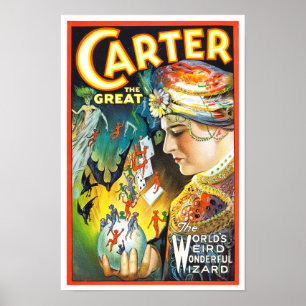 Affiche Carter The Great, 1927. Magicien vintage