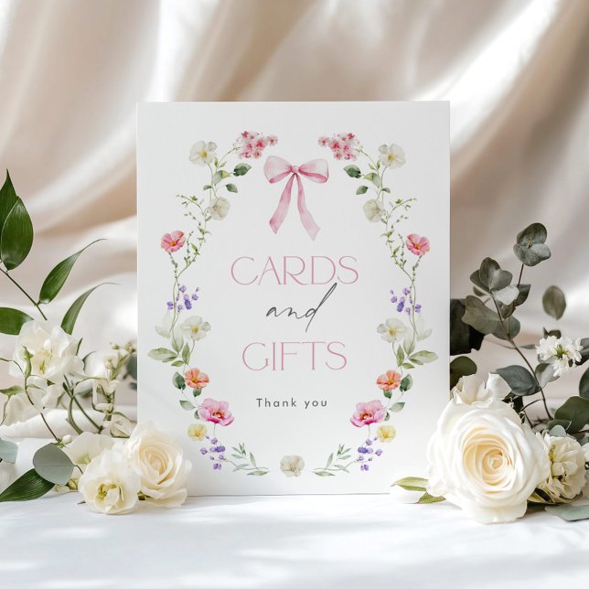 Affiche Cartes à arc rose fleur sauvage et cadeaux (Créateur téléchargé)