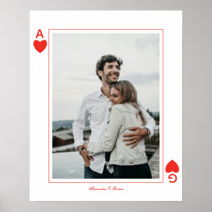 Affiche cartes à jouer photo cœur amour as simple