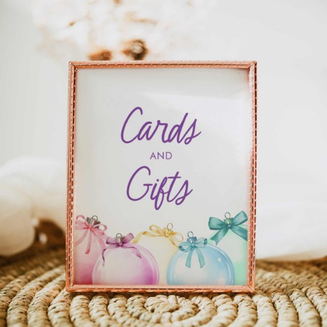Affiche Cartes Baby showers d'hiver et enseigne cadeau (Modern Colorful Winter Cards and Gifts Sign)