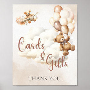 Affiche CARTES baby showers ET CADEAUX Ours Ballons