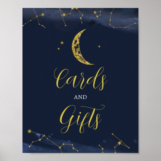 Affiche Cartes Baby showers et cadeaux pour le ciel noctur (Devant)
