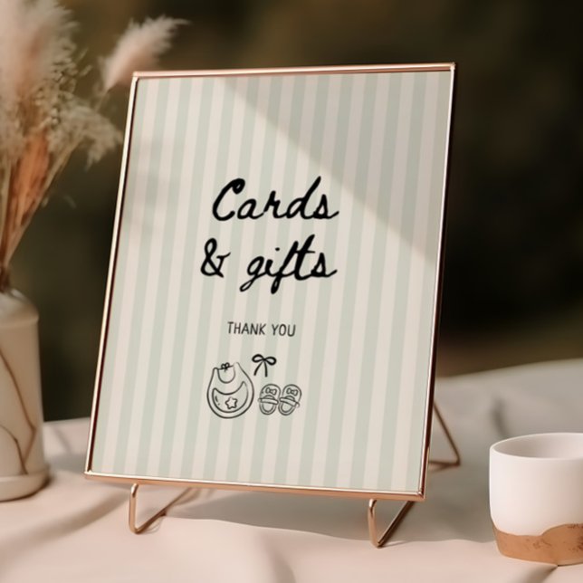 Affiche Cartes Baby showers et cadeaux Sage Stripes (Créateur téléchargé)