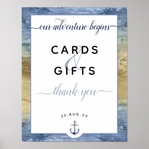 Affiche #Cartes Bleues et Dorées Nautiques & Cadeaux #Mari