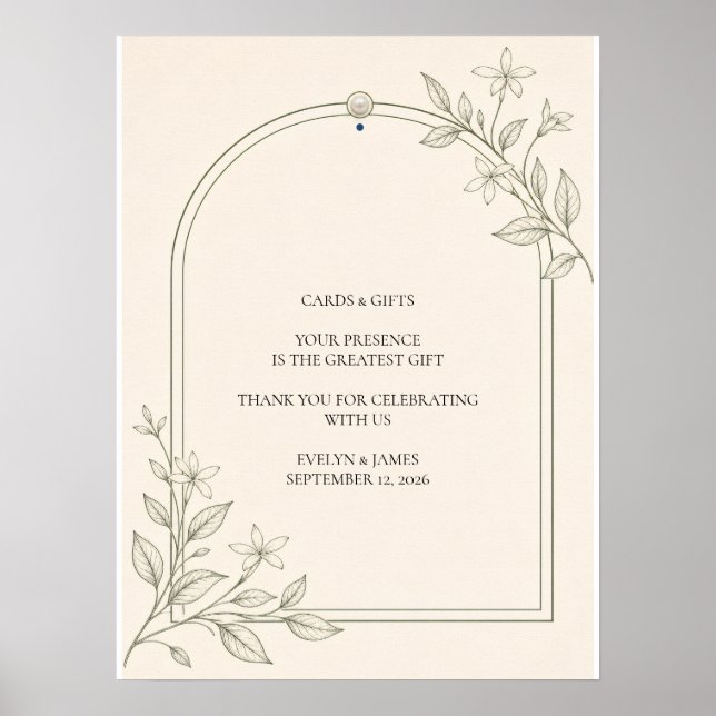 Affiche Cartes botaniques d'olive et panneau de mariage Ca (Devant)