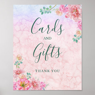 Affiche Cartes cadeaux aquarelle délicate verte et rose ch