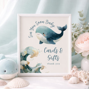 Affiche Cartes Cadeaux Baleine Sea You Soon Baby Shower iv