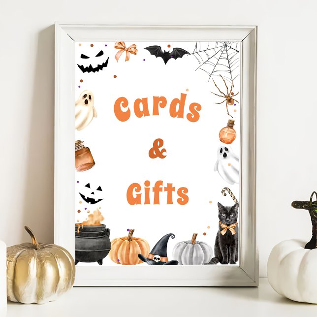 Affiche " Cartes & Cadeaux " Boo Cute Ghost Baby shower Je (Créateur téléchargé)